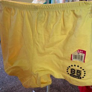 LADIES SHORTS WITH # 85 YELLOW COOL AND PRETTY NEW